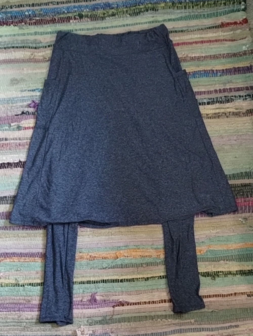 Women's Kamp Kloz Navy Blue Space Dye Athletic Skirt With Long Leggings